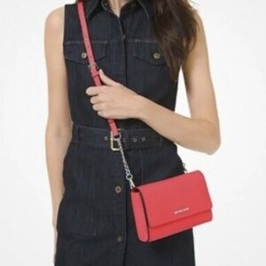 Michael Kors Jet Set Travel 3-in-1 Crossbody Bag Purse - Color: Coral Reef